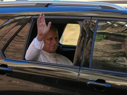 Pope Leo XIV leaves the Vatican for the Agostino Gemelli Polyclinic in Rome,Tuesday.