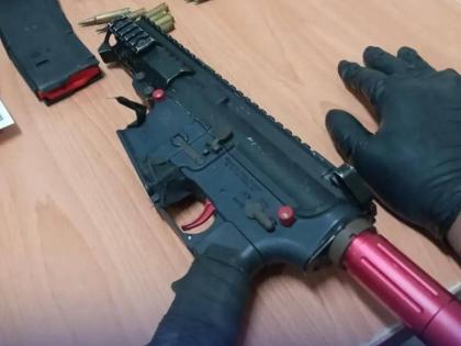 A loaded AR-15 rifle seized by the police in Denham Town in Kingston.