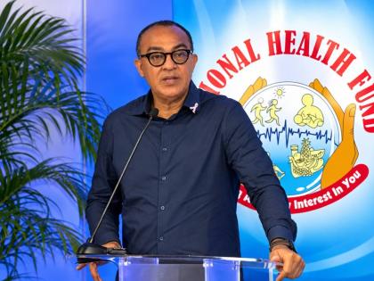 Minister of Health and Wellness, Dr Christopher Tufton, addresses the launch of the National Health Fund’s double subsidy for Persons Living with Disabilities, held at the entity’s offices in New Kingston on October 15.
