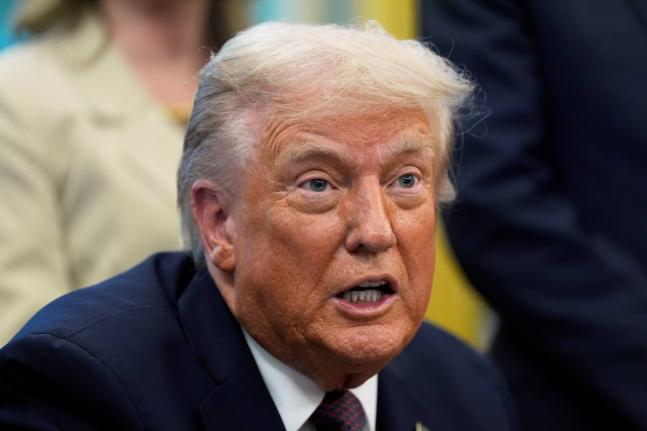 President Donald Trump speaks in the Oval Office of the White House, Monday, September 15, 2025, in Washington. (AP Photo/Alex Brandon)