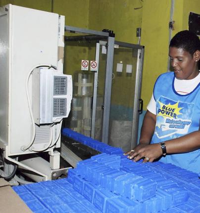 
In this March 2010 Gleaner photo, Blue Power cake laundry soap is seen on the assembly line at the plant in Kingston.