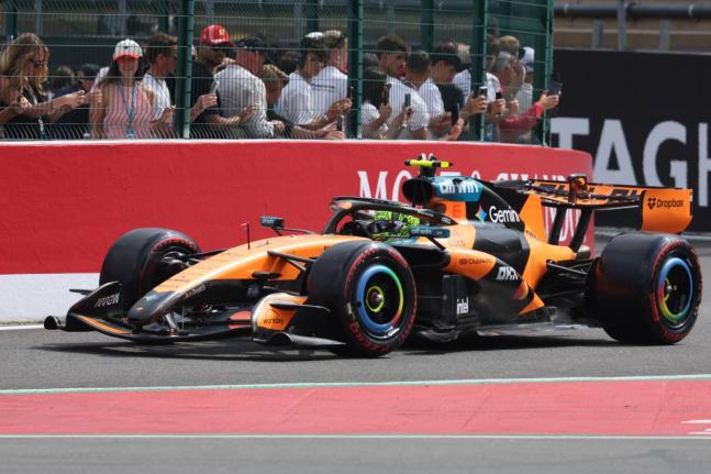 AP 
McLaren driver Lando Norris of Britain steers his car during qualification ahead of the Formula One Grand Prix at the Spa-Francorchamps racetrack in Spa, Belgium yesterday.