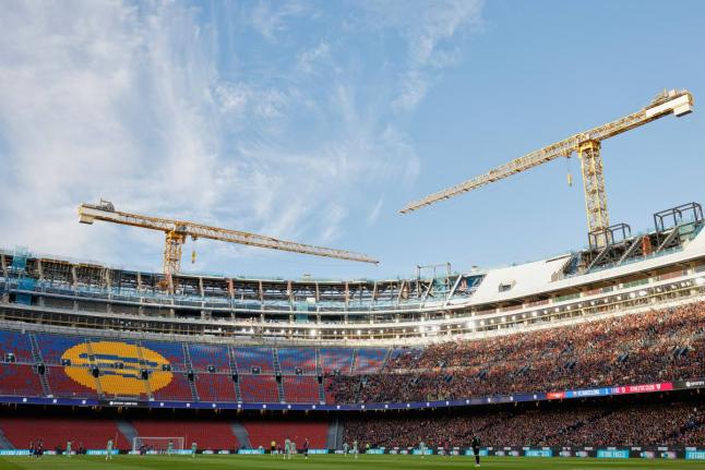 AP 
Camp Nou stadium under renovation work is seen during a La Liga football match between Barcelona and Athletic in Barcelona, Spain, Saturday, November 22, 2025. 