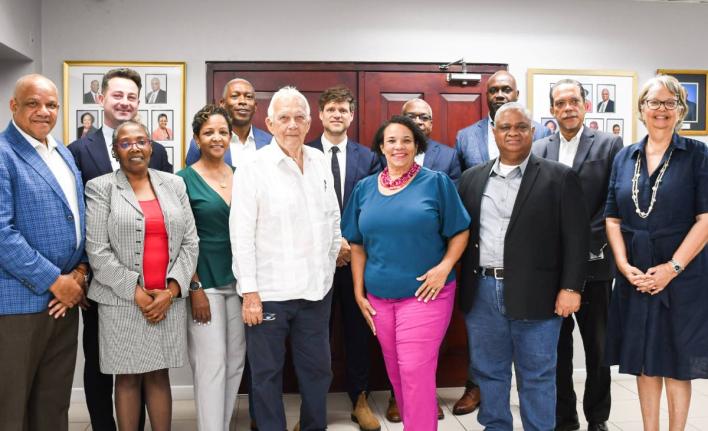 Representatives of the Port of Antwerp-Bruges, the Shipping Association of Jamaica (SAJ), and key maritime stakeholders following discussions at the SAJ on advancing the Newport West Development Project under the European Union’s Global Gateway Initiativ