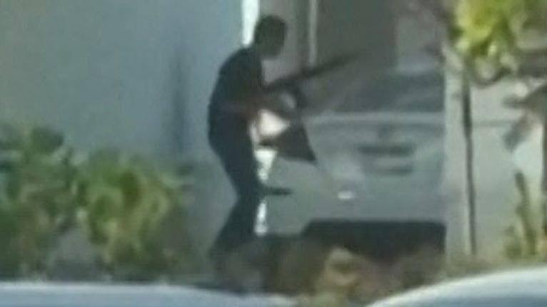 A screen shot from a video of the shooting incident at In-N-Out Burger.