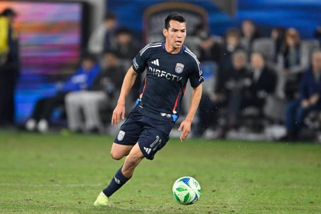 San Diego FC midfielder Hirving Lozano plays during the second half of MLS football’s Western Conference semi-final against Minnesota United on November 24, 2025, in San Diego.