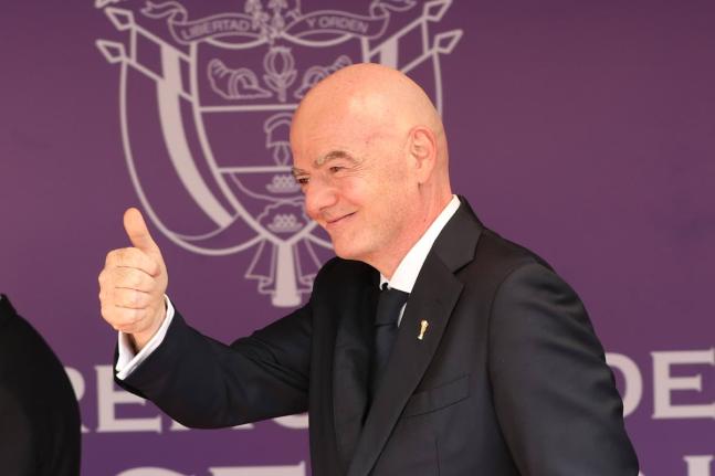 FIFA President Gianni Infantino arrives for the inauguration of Colombia’s new president Abelardo de la Espriella in Cali, Colombia, Friday, August. 7, 2026.  