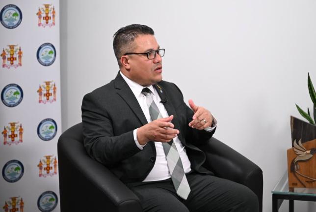 Minister of Water, Environment and Climate Change, Matthew Samuda, responds to questions during a Ministerial Interview at the Ministry’s office on Half-Way Tree Road in St Andrew on August 12, 2026.