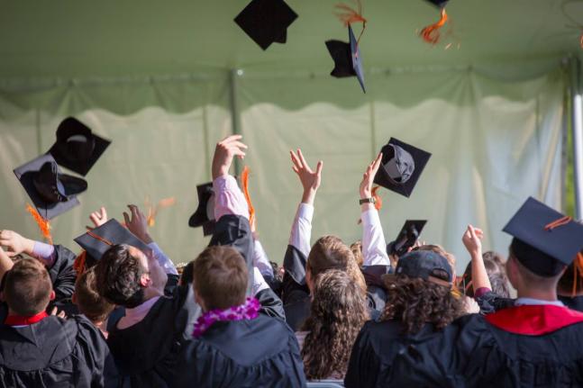 Representational image of graduates throwing their caps