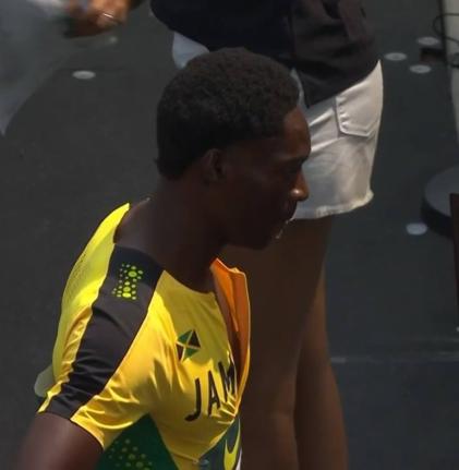 Jabari Matheson after winning a en's 400-metre heat at the World Athletics U20 Championships in Eugene, Oregon.