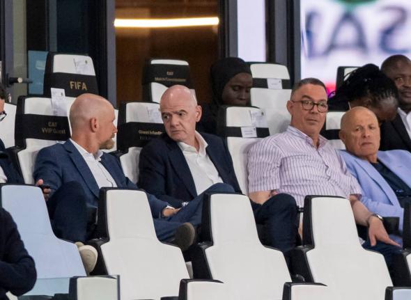 AP 
FIFA president Gianni Infantino and president of Moroccan Royal Football Federation Fouzi Lekjaa attend a Women’s AFCON 2026 football match between Malawi and Zambia, in Rabat, Morocco, on Wednesday, August 5.