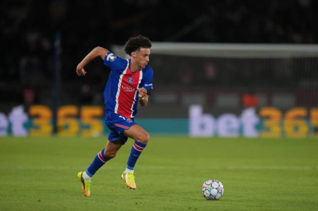 PSG’s Maghnes Akliouche runs during the Champions League opening phase football match against Slovan Bratislava in Paris on Wednesday, September 9.
