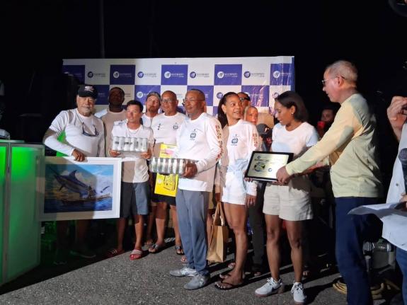 The crew of ‘Safe Passage’, which won the 2026 Mayberry Investments sponsored Superstars of Port Antonio Blue Marlin tournament.