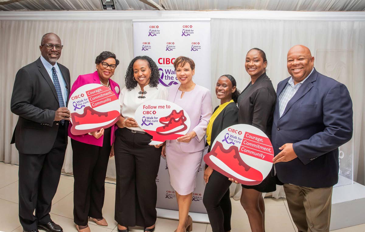  From left: Team CIBC Caribbean’s Claude Campbell, senior manager, architecture services; Jerome Griffiths, head of human resources; Renee Whitehorne, marketing manager; Annique Dawkins, head of country; Shaniece Llewellyn, marketing assistant; Candice H