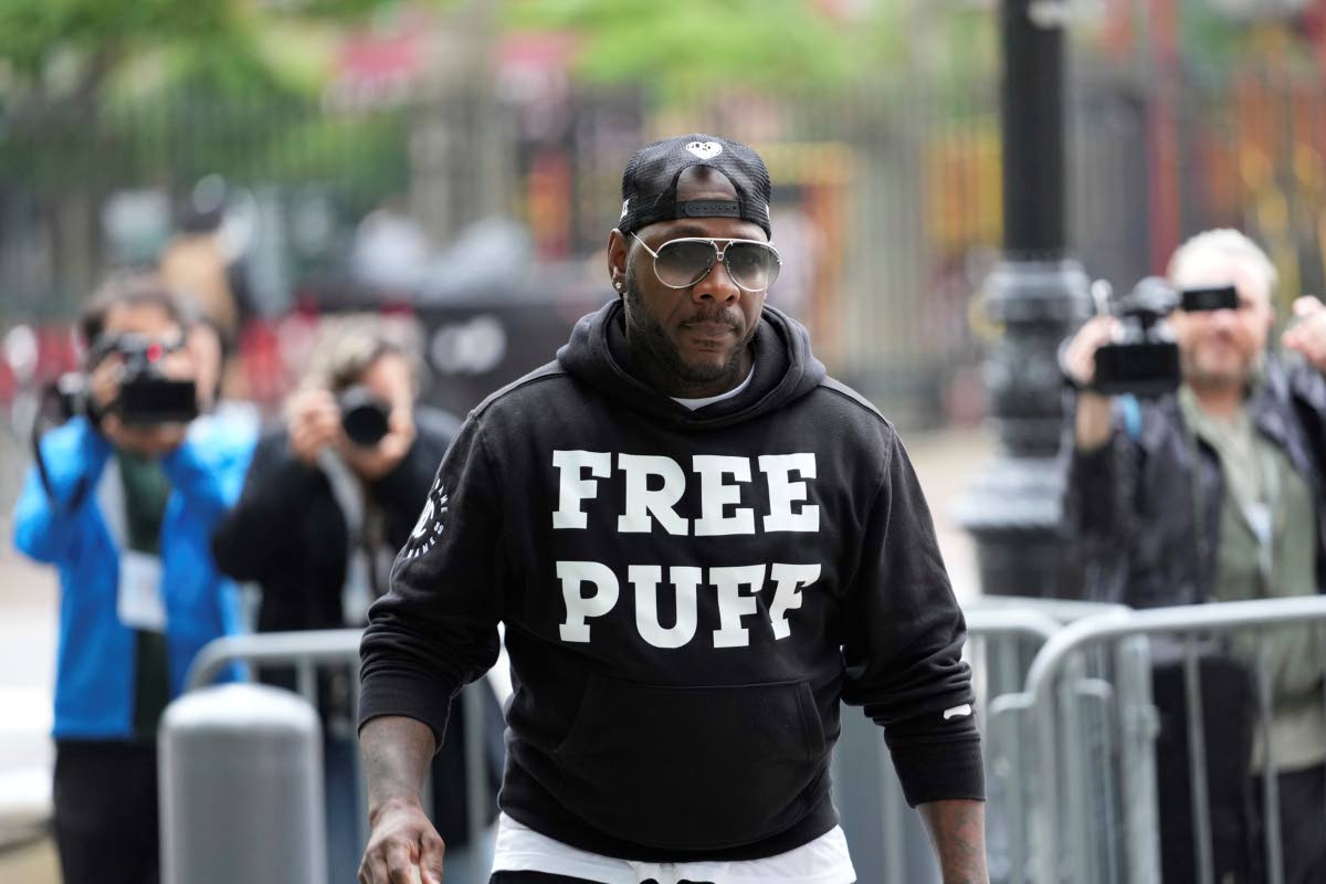 A man arrives to the federal courthouse wearing a shirt supporting Sean ‘Diddy’ Combs in New York, on Monday, May 5.