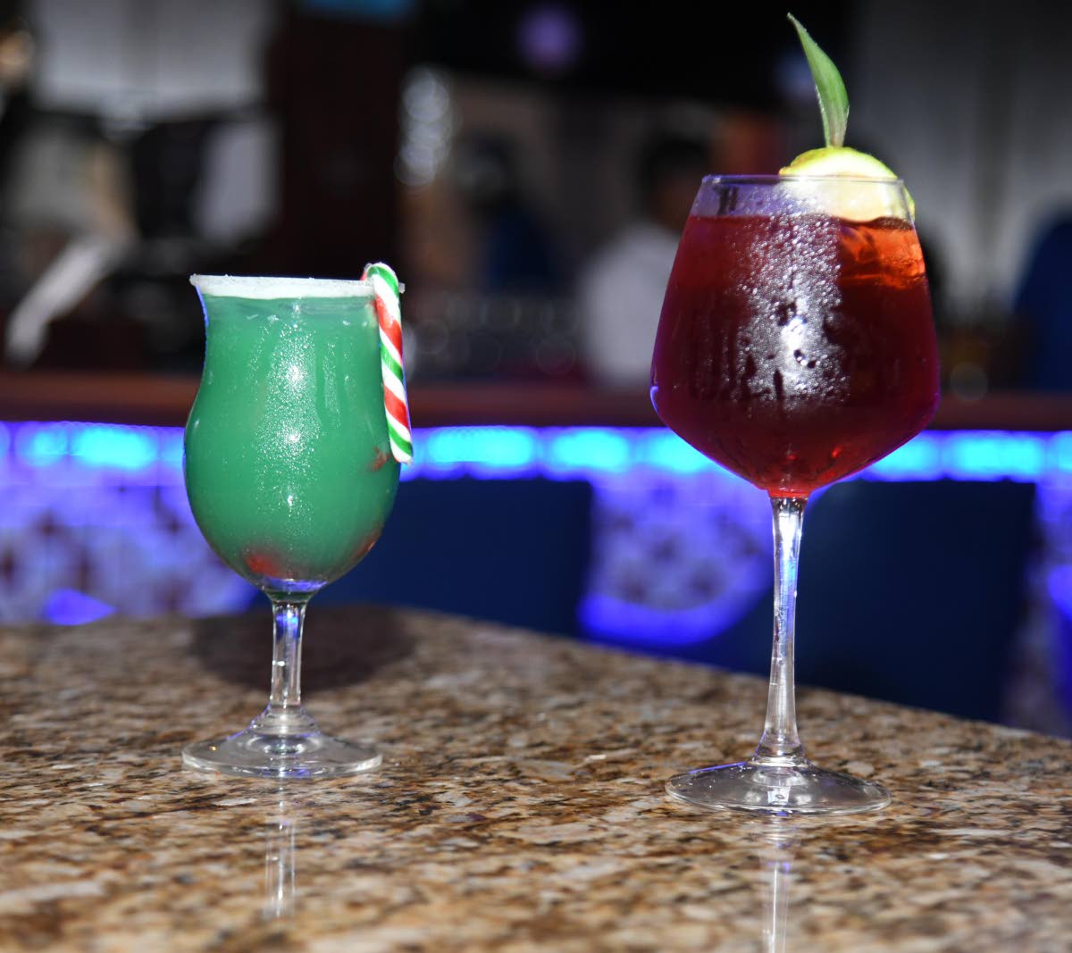 The elf elixir (left) and winter berry spritzer.  