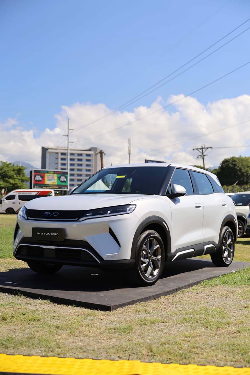 The BYD Yuan Pro on display at the Police Officers’ Club, showcasing its modern SUV styling and all-electric capability.