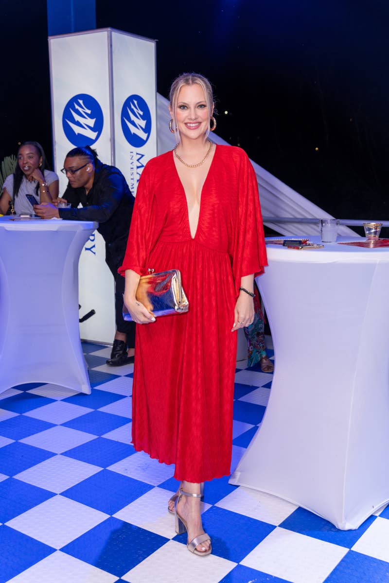 Stopping by the Mayberry Cabana, comedian and recording artiste Nicole Arbour lights up the night in a bold red look