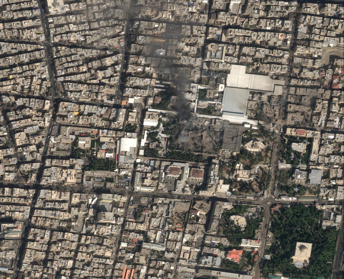 This image provided by Airbus shows the strike on Iranian Supreme Leader's compound on February 28, 2026 in Iran. 