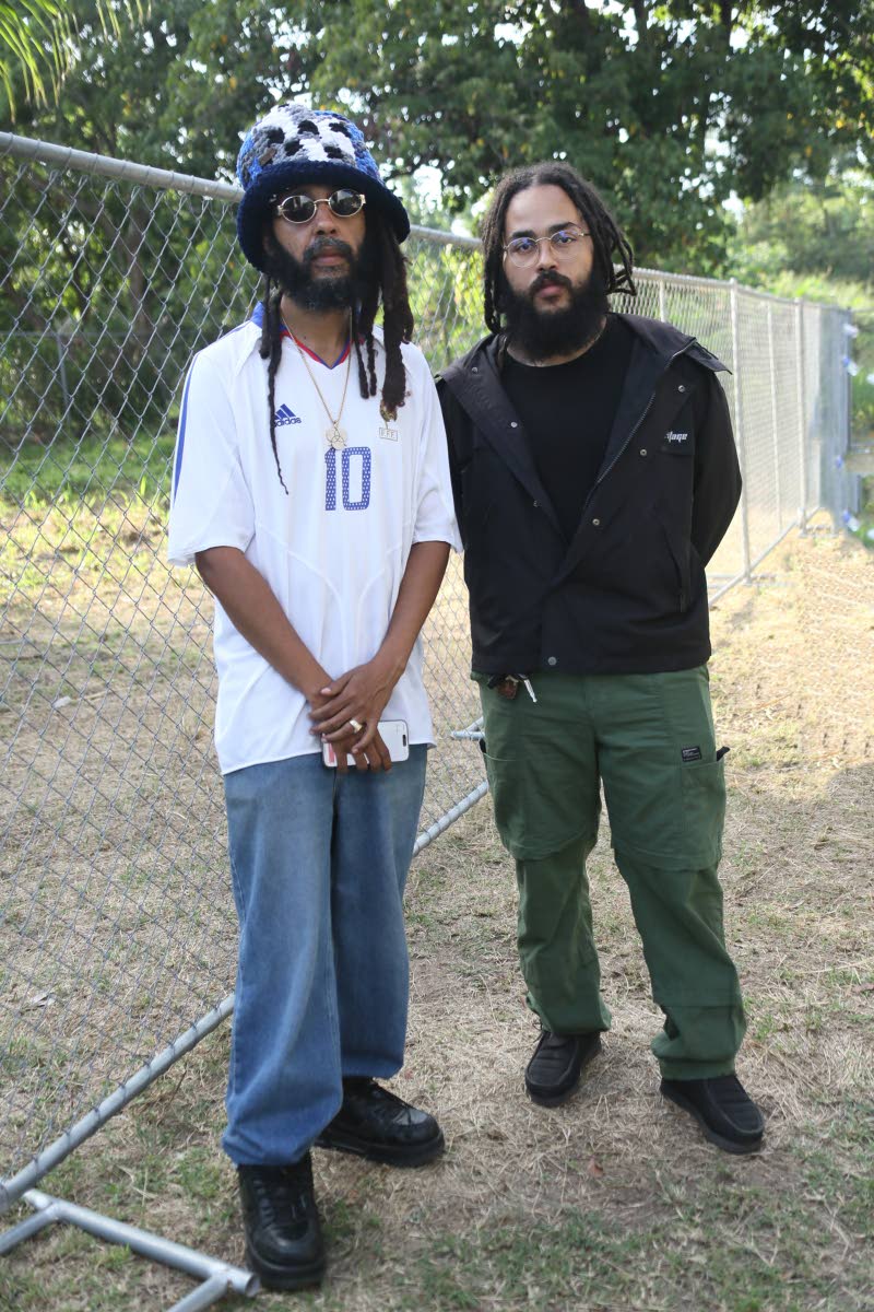 Festival organiser Protoje (left) and reggae artiste Iotosh seen backstage.