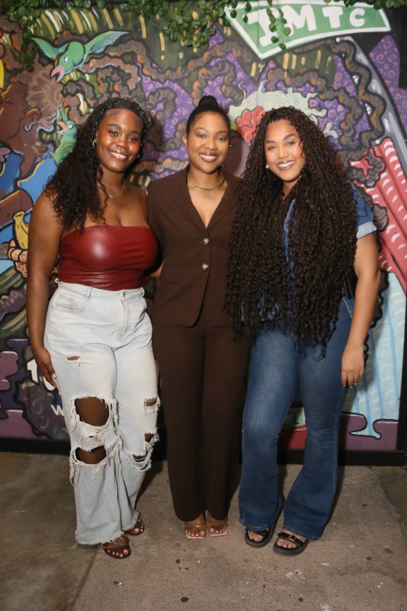 Kareen McLean (centre), artistic director of the University Dance Society, is flanked by alumnae, ‘¡Me Gusta, Me Gusta!’ choreographer Catherine Reid (left) and dancer Shae Osbourne.