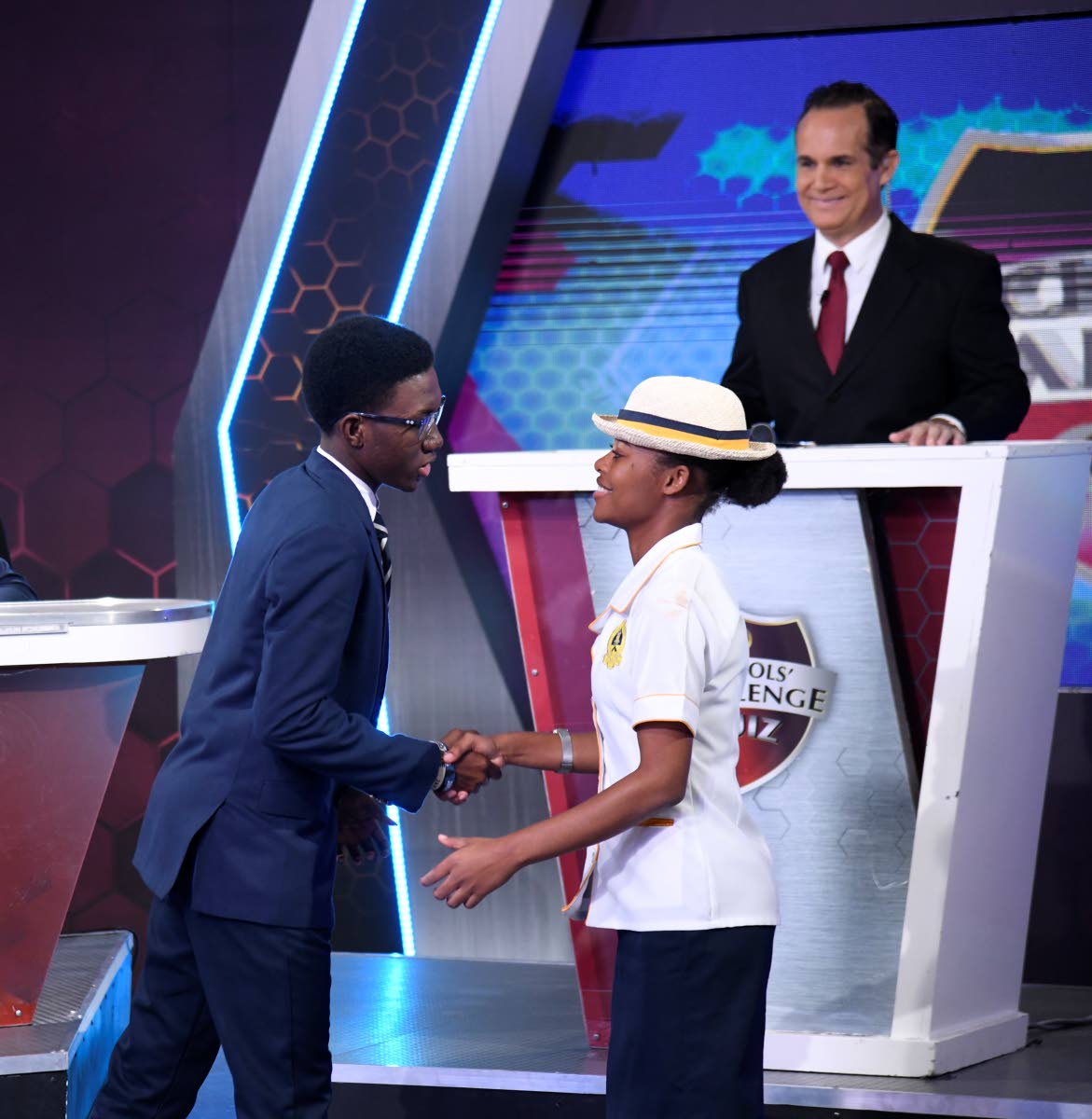 The captains shake hands.