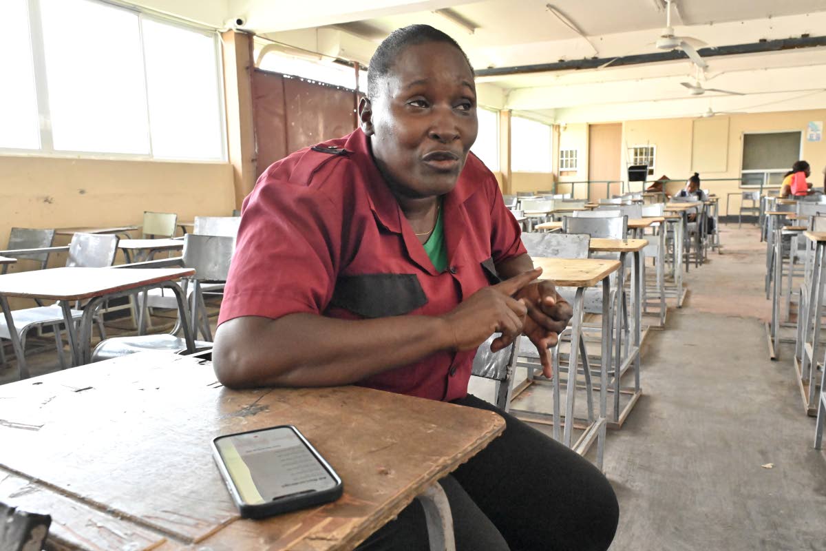 Petersfield High School security guard Joan Forbes Scarlett is unsure how her children’s back-to-school expenses will eb met for them to start school next week. Having lost their home to Hurricane Melissa, her family now lives in an unfinished abandoned 