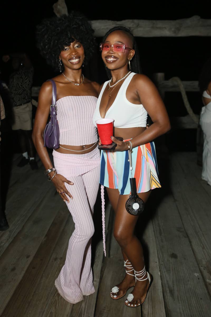 Good vibes, great music and cute ’fits set the mood for fashion designer Angel-lee Morgan (left) and reggae artiste Joby Jay.