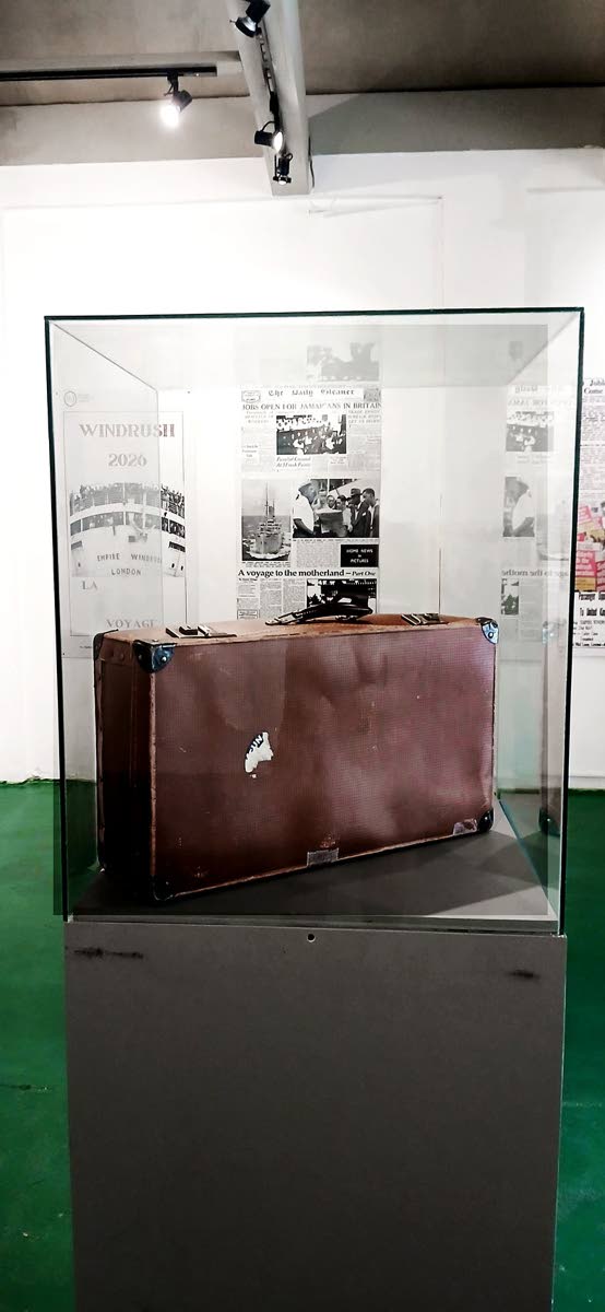 A suitcase belonging to a surviving Windrush passenger, on display at the exhibition.