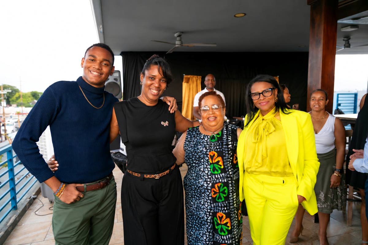  From left: Dawn Ann Rowe’s son; Rowe, of TGD Worldwide; maritime veteran Denise Lyn Fatt; and Francia Montoya. Rowe travelled from Panama with her son, while Montoya also flew to Jamaica to surprise Lyn Fatt at her celebration event.