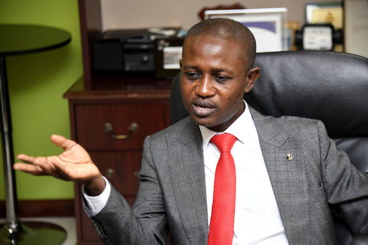 Kirk Benjamin, commissioner of customs at the Jamaica Customs Agency, speaks with The Sunday Gleaner during an interview at his office in Kingston last Monday. 