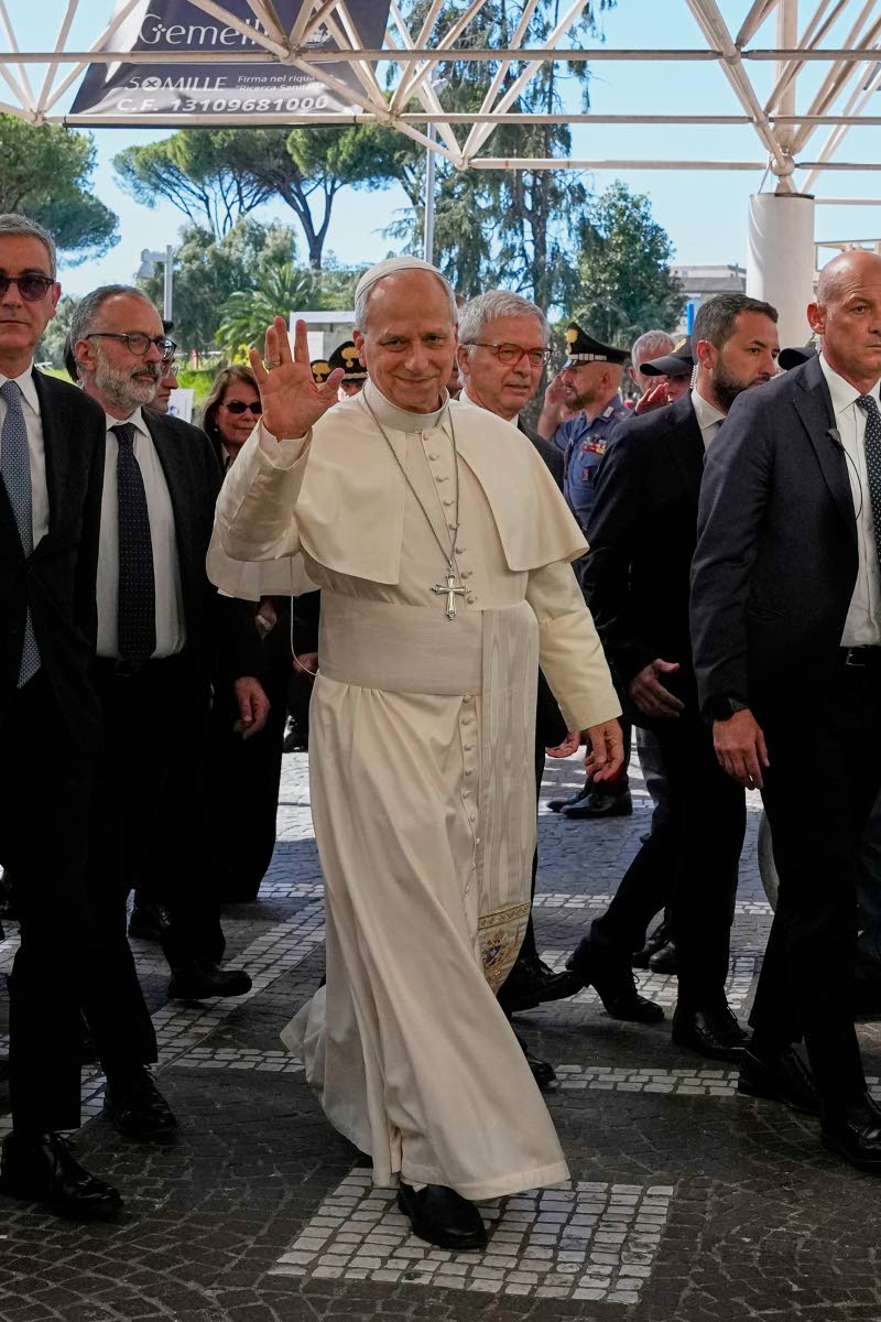 Pope Leo XIV arrives at the Agostino Gemelli Polyclinic in Rome on Tuesday.