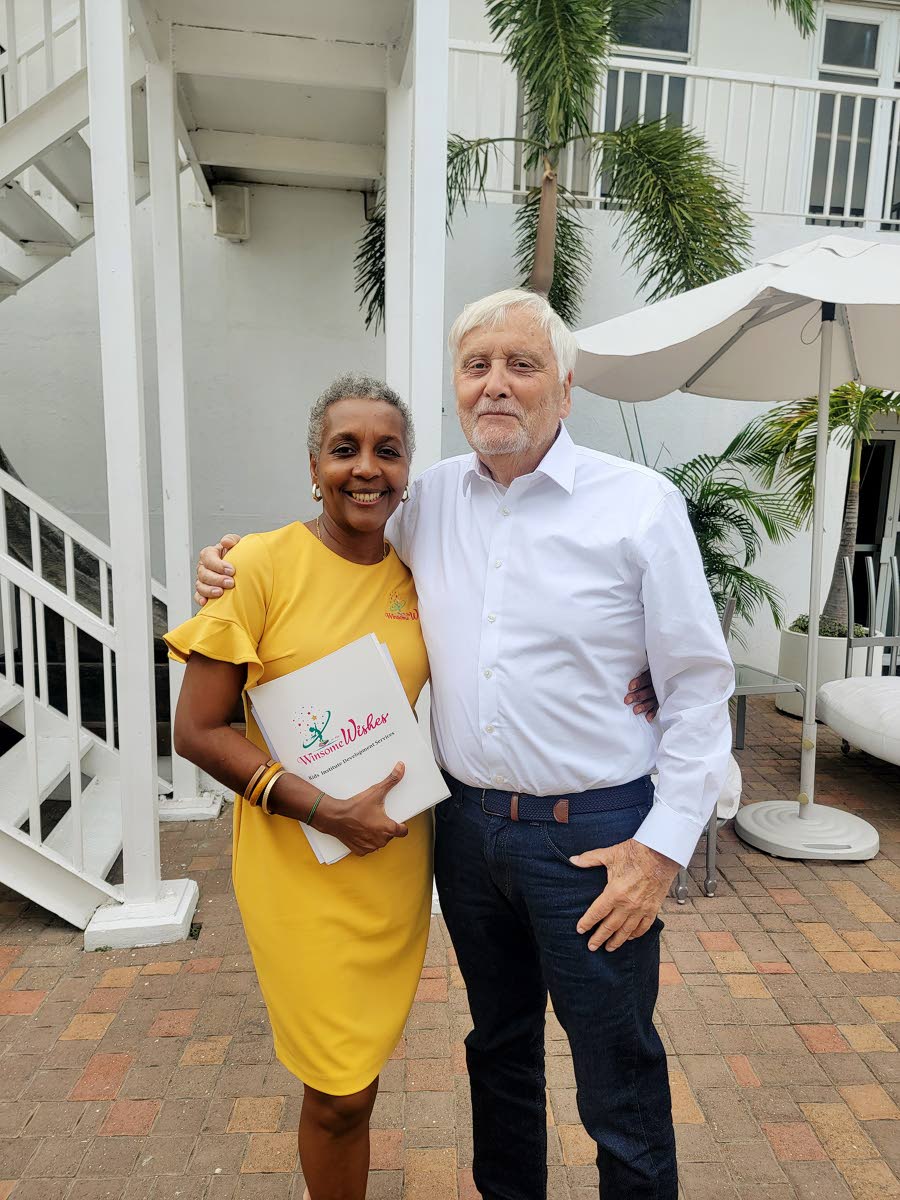 Simone Sobers, founder and president of Winsome Wishes for KIDS, and Dr John Jay Russell of the Haskins Global Literacy Hub at the Yale Child Study Center pose for a photograph following the conference.

