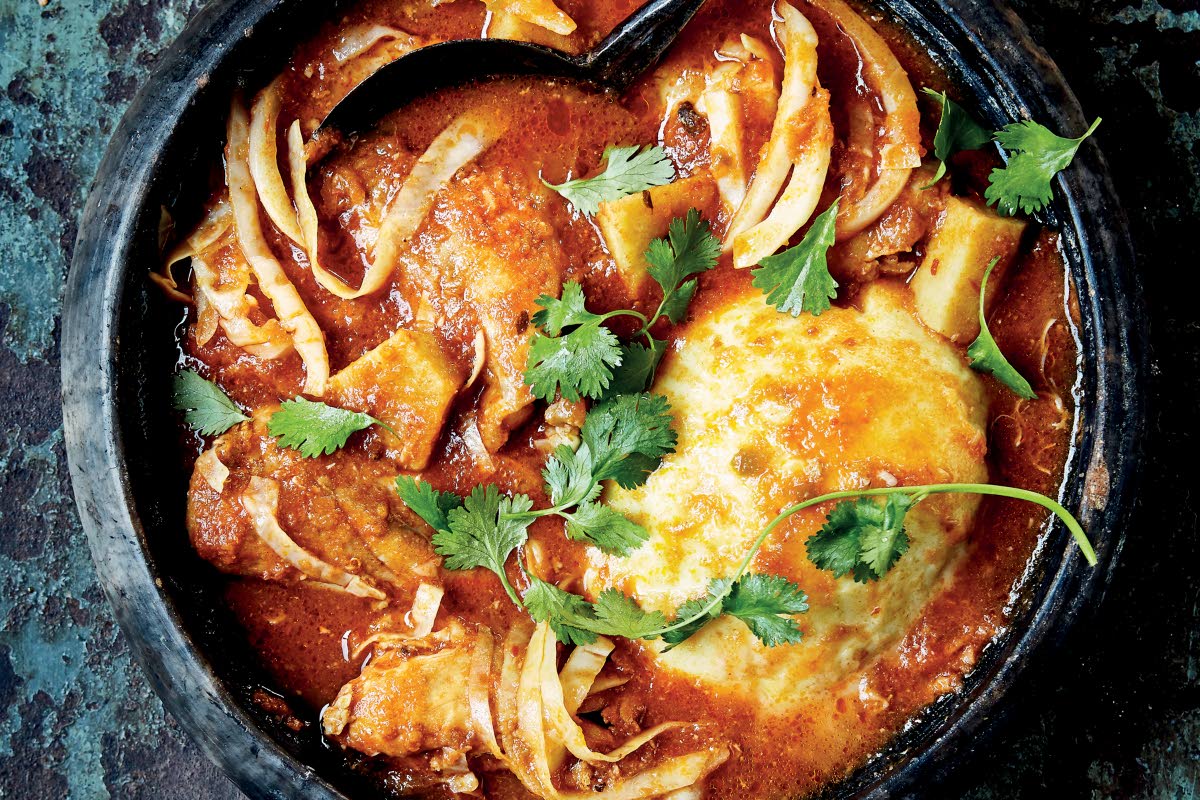 Nkrakra soup from the cookbook ‘Zoe’s Ghana Kitchen’ by Zoe Adjonyoh. 