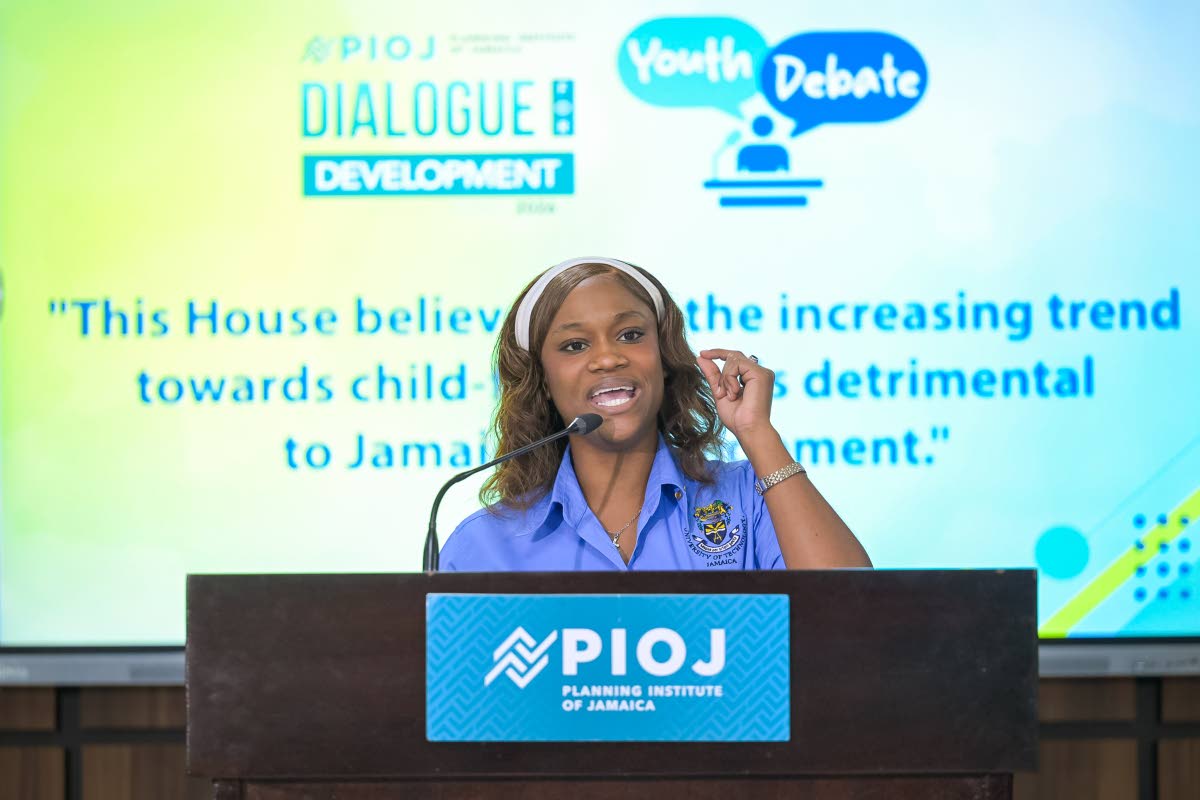 University of Technology (UTech) Knights team member, Amoya Rowe, delivers her speech.