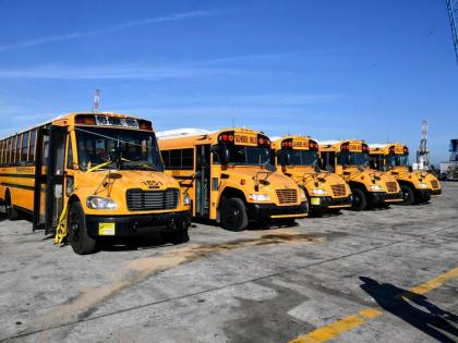 Some of the buses procured by the Government for the rural school bus system. 