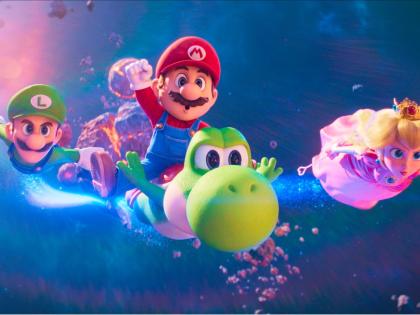 This image released by Universal Pictures shows (from left) Luigi, voiced by Charlie Day; Mario, voiced by Chris Pratt; Yoshi, voiced by Donald Glover; and Princess Peach, voiced by Anya Taylor-Joy, in a scene from ‘The Super Mario Galaxy Movie’. 