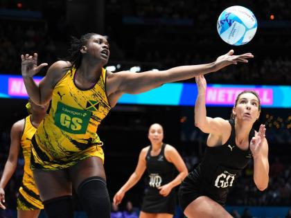 Romelda Aiken-George (left) of Jamaica in action during the Netball Gold Medal match between Jamaica and New Zealand, on day ten of the 2026 Commonwealth Games in Glasgow, Scotland yesterday.
