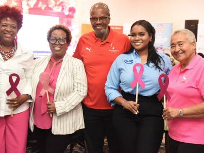 From left: Sandra Samuels, president, Jamaica Reach to Recovery; Dr Tamu Davidson, director of non-communicable diseases and injuries prevention at the Ministry of Health; Alfred “Frano’ Francis, Running Events Jamaica; Ashli-Raye Recas, brand manager,