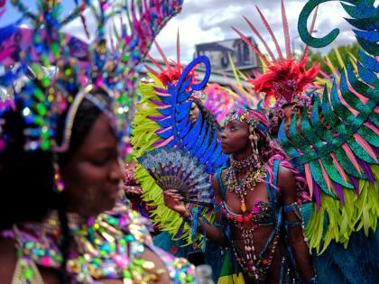 Revellers celebrate the Notting Hill Carnival in London on Monday, August 31, 2026.