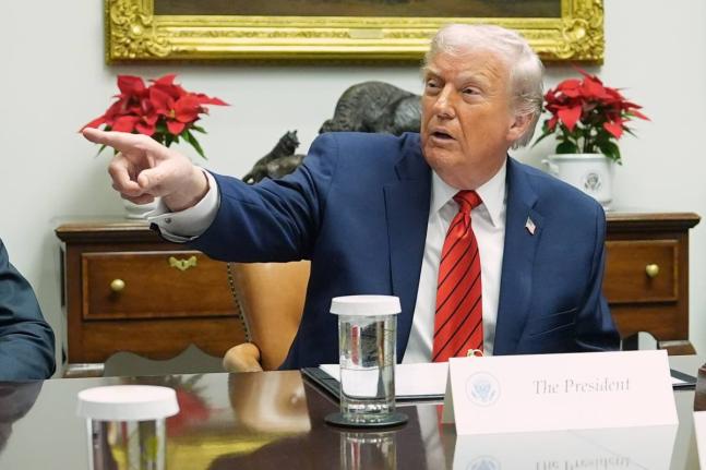 President Donald Trump speaks during a roundtable in the Roosevelt Room of the White House, Wednesday, December 10, 2025, in Washington. (AP Photo/Evan Vucci)