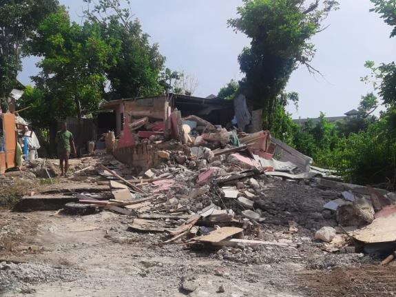  A demolished home in Coopers Pen, Trelawny on August 11, 2026.